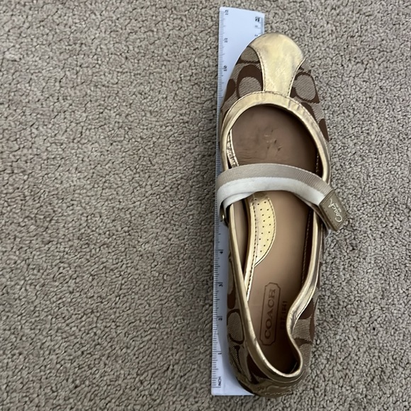 COACH gold ballerina flat ballet shoes with strap - Picture 12 of 14